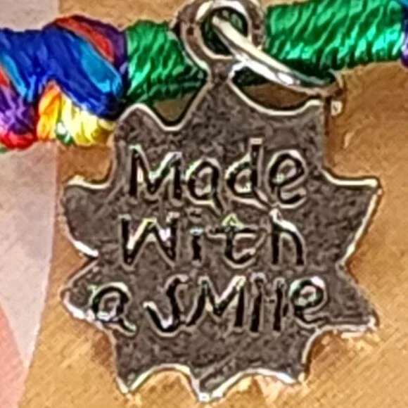 Novelty Inc Next Generation Silver Tone Peace Sun Symbols on Yarn Ankle Bracelet - Picture 4 of 16